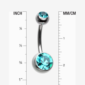 Detail View 1 of Implant Grade Titanium Internally Threaded Basic Belly Button Ring-Teal